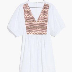 Madewell Embroidered Poplin V-Neck Mini Dress White Size S